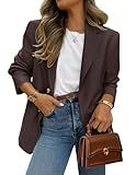 PRETTYGARDEN 2026 Blazers for Women Business Casual Long Sleeve Lapel Open Front Suit Jacket Work Blazer with Pockets (Coffee,Large)