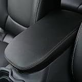 INTGET Center Console Armrest Cover for 2025 Toyota RAV4 Accessories 2024 2023 2022 2021 2020 2019 Leather Middle Console Lid Cover Pad Protector Elbow Arm Rest Covering Car(Black)