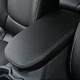 INTGET Center Console Armrest Cover for 2025 Toyota RAV4 Accessories 2024 2023 2022 2021 2020 2019 Leather Middle Console Lid Cover Pad Protector Elbow Arm Rest Covering Car(Black)