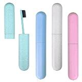 Hooqict 4 Pack Travel Toothbrush Case Portable Travel Toothbrush Holder Plastic Toothbrush Container Protector Cover for Traveling, Camping, Home, School, Business
