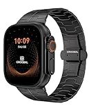 GROOBAL Grade 5 Titanium Band for Apple Watch Ultra 3/2/1 49mm & Series 11/10 46mm, DLC Coating Anti-Scratch Ultra 3 Band with Small-Link Design for Precise Fit, Secure Butterfly Clasp Band for Men, Black