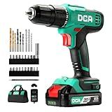 DCA 20V Cordless Hammer Drill Set, 354 In-lb Torque, 1/2" Keyless Chuck, 22500 IPM, 2 Variable Speeds, 18+1+1 Position, Power Impact drill with 14 Drill/Driver Bits for Brick, Metal, Wood ADJZ2035i13