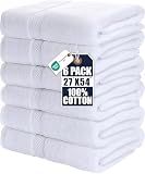 Utopia Towels 6 Pack Medium Bath Towels, 24x48 in, 500 GSM Cotton, White