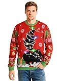 SOMSOC LED Light Up Ugly Christmas Sweater for Women Men, Xmas Jumpers Funny Knitted Sweaters with Light Bulbs