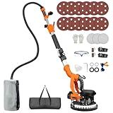 Drywall Sander, 1000W Popcorn Ceiling Removal Tool, Automatic Drywall Sander with Vacuum Dust Collection, LED Light, 6 Variable Speed 800-2200RPM, Foldable & Extendable Handle,15Pcs Sanding Discs