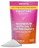 Pink Stork Pregnancy Bath Soak – Unscented Magnesium Flakes for Bath or Foot Soak – Pure Dead Sea Salt – Relief for Pregnancy Aches, Swollen Feet, and Stress – Clean, Fragrance-Free – 2 lb
