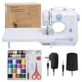 Sewing Machine for Beginners with Extension Table Mini Sewing Machines Kit Supplies 12 Built-in Stitches with Needles Assorted Thread Kit Starter Kit Easiest for Adult and Kids Ages 8-12 Easy Sewing