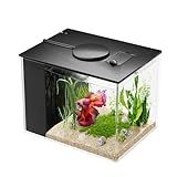 Vehipa Betta Fish Tank 1 Gal (3.7L), Acrylic Nano Aquarium Kit with Water Filter Pump & LED Light, Ideal for Small Fish, Shrimp and Plants, Black