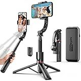Smartphone Gimbal Stabilizer with Remote, Aluminum Extendable Selfie Stick Tripod, 360° Automatic Rotation, Auto Balance for Live Video Recording, Vlogging, YouTube Compatible with iPhone and Android