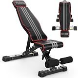 Yoleo Adjustable Weight Bench, 827LB Foldable Workout Bench with Extended Head/Neck Protection/Spine Support for Bench Press, Fast Folding Incline Decline Flat Bench
