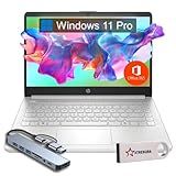 HP 14 Laptop Ultra Thin & Light, Intel N150 Quad-Core Processor, 16G RAM, 128GB SSD, HDMI, USB-C, WiFi 6, SD Card Reader, Microsoft Office 365 Included, Windows 11, Silver, XtreDura Accessories