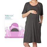 Frida Mom Labor and Delivery Gown for Hospital, Easy-Snap, Tagless Nursing Gown with Skin-to-Skin Access and Full Coverage in The Back