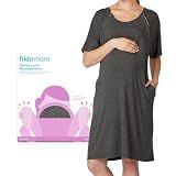 Frida Mom Labor and Delivery Gown for Hospital, Easy-Snap, Tagless Gown