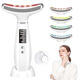 Neck Face Massager, 4 Color LED Facial Massager with Micro-Current Vibration Facial Cold and Hot Service for Wrinkles, Double Chin, Multifunctional Facial Light Therapy Device for Skin Care at Home