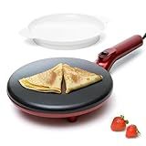 Moss & Stone Electric Crepe Maker 8 Inch, Portable Crepe Maker & Hot Plate Cooktop On/Off Switch, Nonstick Coating, Dual Temperature Setting, Easy To Use For Pancakes, Blintz, Chapati