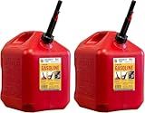 Midwest Can Company 5610 5 Gallon Gas Can Fuel Container Jugs w/Spout (2 Pack)