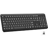 EDJO Wireless Keyboard, 2.4G Full-Sized Cordless USB Silent Computer Keyboard, Ergonomic Tilt Angle, Sleep Mode, Long Battery Life, for Windows, Mac OS Laptop/PC/Desktop/Notebook