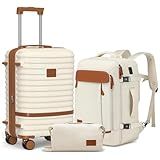 Joyway Expandable Carry on Luggage Sets Airline Approved Luggage Sets 3 Piece,Suitcases with Wheels, Lightweight ABS Hard Shell 20 Inch Suitcase with TSA Lock Spinner Wheels (Carry on luggage，White)