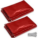 Vincreem 2 Pack Welding Curtain Safety Screen with Fixed Belt, 6 x 8ft Red, Fire Resistant Transparent Vinyl Welding Shield for UV and Blue Light Protection