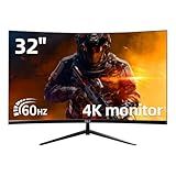 ZZA 32 Inch Curved Monitor 4k, Computer Screen 60HZ 4k UHD(3840 * 2160P) 3000R VA Panel, Gaming Monitor 4K AMD Freesync, 100% sRGB HDR10 Wall Mountable Installs(HDMI 2.0/DP 1.4 * 2)
