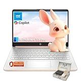 HP 14" Thin&Light Laptop Computer - Intel 2025 Quad-core CPU • Windows 11 Pro & Free Microsoft Office Pro • Wi-Fi 6 • Copilot • Pale Rose Gold • 1.47 Kg • 16GB RAM, 128GB UFS + 256GB Micro SD Card