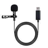 NowTH USB Microphone Lavalier Lapel Clip on Mic with 6.56ft Cable for Laptop, Computer, PC, Streaming Conferencing,Interviews, Online Singing, Skype, MSN, Audio Video Recording