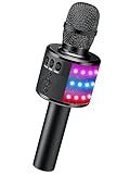 BONAOK Karaoke Microphone for Kids & Adults - Bluetooth Microphones Singing Mic with Disco Lights, Echo Effect, Built-in Speaker Portable Karaoke Player for Party Travel Gifts Q78(Black)
