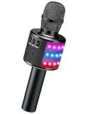 BONAOK Portable Bluetooth Karaoke Mic with Disco Lights for Adults & Kids