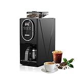 Coffee Maker with Grinder, Programmable Hot and Cold Coffee Maker with 22 oz Glass Carafe, Adjustable Fully Automatic grind and brew Coffee Machine with Timer, Black Americano Iced Coffee Machine