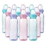 Evenflo Feeding Classic Tinted Plastic Standard Neck Bottles for Baby, Infant and Newborn, Pink/Lavender/Teal, 8 Oz, 12 Bottles