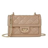 SG SUGU Small Quilted Crossbody Bag, Trendy Designer Shoulder Bag, Phone Wallet Purse for Women (Taupe)