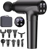 cotsoco Massage Gun Deep Tissue, Muscle Massage Gun with 9 Attachment Heads 20 Speeds & Silent Brushless Motor for Pain Relief, Handheld Percussion Back Massager Gun for Athletes (Black)