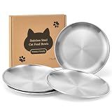 ChefBee 4PCS 6.7" Stainless Steel Shallow Cat Bowls, Whisker Friendly