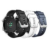 MoKo Strap Compatible with Huawei Watch 3/3 Pro/GT3/GT2/GT 46mm/GT2 Pro/GT2e/Galaxy Watch 3 45mm/Galaxy Watch 46mm/Gear S3 Frontier, [3 Pack] 22mm Silicone Watch Band, Black/White/Midnight Blue