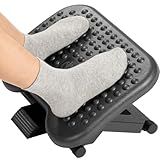 HUANUO Adjustable Desk Footrest, Foot Rest for Under Desk at Work with Massage, Adjustable Foot Stool with 3 Height Position & 30 Degree Tilt Angle Adjustment for Home, Office