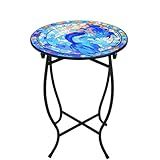 Indoor Outdoor Metal Round Side Table, 14 Inch Round Patio Coffee Bistro Table, Weather Resistant Black Metal Side Table for Patio Balcony Yard Porch Garden, Plant Stand for Indoor Outdoor Use