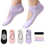 Dodulifc Pilates Socks with Grips for Women, Yoga Socks, Crew Non Slip Women for Barre, Pilates Gifts for Women