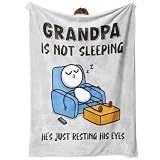 GoMelley Funny Grandpa Gifts from Grandkid, Grandpa is Not Sleeping Blanket