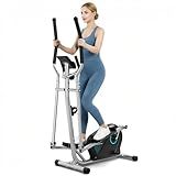Dripex Elliptical Exercise Machine, Hyper-Quiet Magnetic Elliptical Machine for Home, 16-Level Resistance Elliptical Training Machines with 13.2LBS Flywheel, Pulse Sensor & LCD Monitor (Blue)