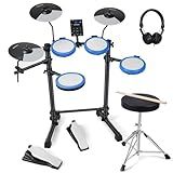 Rocksocki Electric Drum Set, Electronic Drum Kit for Beginner Junior with 180 Sounds, 4 Quiet Mesh Pads, 9" Cymbals, USB MIDI, 2 Pedal, Throne, Headphones, Sticks