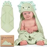 KeaBabies Hooded Baby Towel for Newborn - Viscose Derived from Bamboo Large Baby Bath Towels with Hood for Boys, Girls, Toddler, Extra Absorbent & Soft Newborn Bath Essentials (Triceratops)