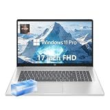 HP 17 Laptop, 17.3" FHD Display, 8GB DDR5 RAM, 512GB SSD, AMD Ryzen 5 Processor (Beats i7-1165G7, Up to 4.3GHz), Windows 11 Pro, Wi-Fi 6, Fatcayes Accessories, Silver, Video Editing Laptop