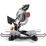 Marvtool 10-inch Compound Miter Saw, 5000RPM, 15 Amp, Single Bevel 0-45° with Extension Table, 36T Blade, Power Saw for Metal, Plastic, Wood, Laminates