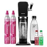 SodaStream ART Sparkling Water Maker, Value Bundle, Soda Maker, Includes 2 Quick Connect 60L CO2 Cylinders, 2 Dishwasher Safe BPA Free Bottles, 2 bubly Flavor Drops, Make your own Pepsi, Black