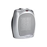 Amazon Basics Ceramic Space Heater, Portable Heater for Indoor Use, for Office and Home, With Overheat and Tip-Over Protection, Thermostat, Non-Oscillating, 1500W, Silver, 7.52"D x 6.34"W x 9.45"H