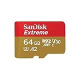 SANDISK 64GB Extreme microSDXC UHS-I Memory Card with Adapter - C10, U3, V30, 4K, 5K, A2, Micro SD Card - SDSQXAH-064G-GN6MA