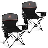 ALPHA CAMP Camping Chairs 2 Pack, Heavy Duty Folding Chair with 3-Can Cooler Bag, Portable Outdoor Chair with Side Pocket & Cup Holder for Adults, Collapsible for Tailgating, Beach, Fishing,Black