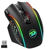 Redragon Wireless Gaming Mouse, MMO Gaming Mouse UP 16,000 DPI, 16 Macro Programmable Buttons, RGB Rechargeable with 12 Side Buttons, 70Hrs for PC Laptop MOBA FPS, M901P-KS