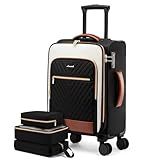 LOVEVOOK Carry On Luggage 22x14x9 Airline Approved,20 Inch Carry-on Suitcase for Women,Softside Suitcases with Wheels,Rolling Checked Luggage with TSA Lock,Lightweight Travel