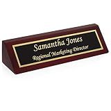 Providence Engraving Custom Wooden Desk Wedge Engraved Name Plate, Rosewood